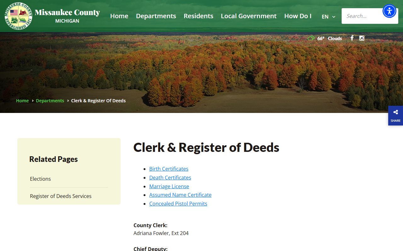 Missaukee County Clerk of Court and Register of Deeds page