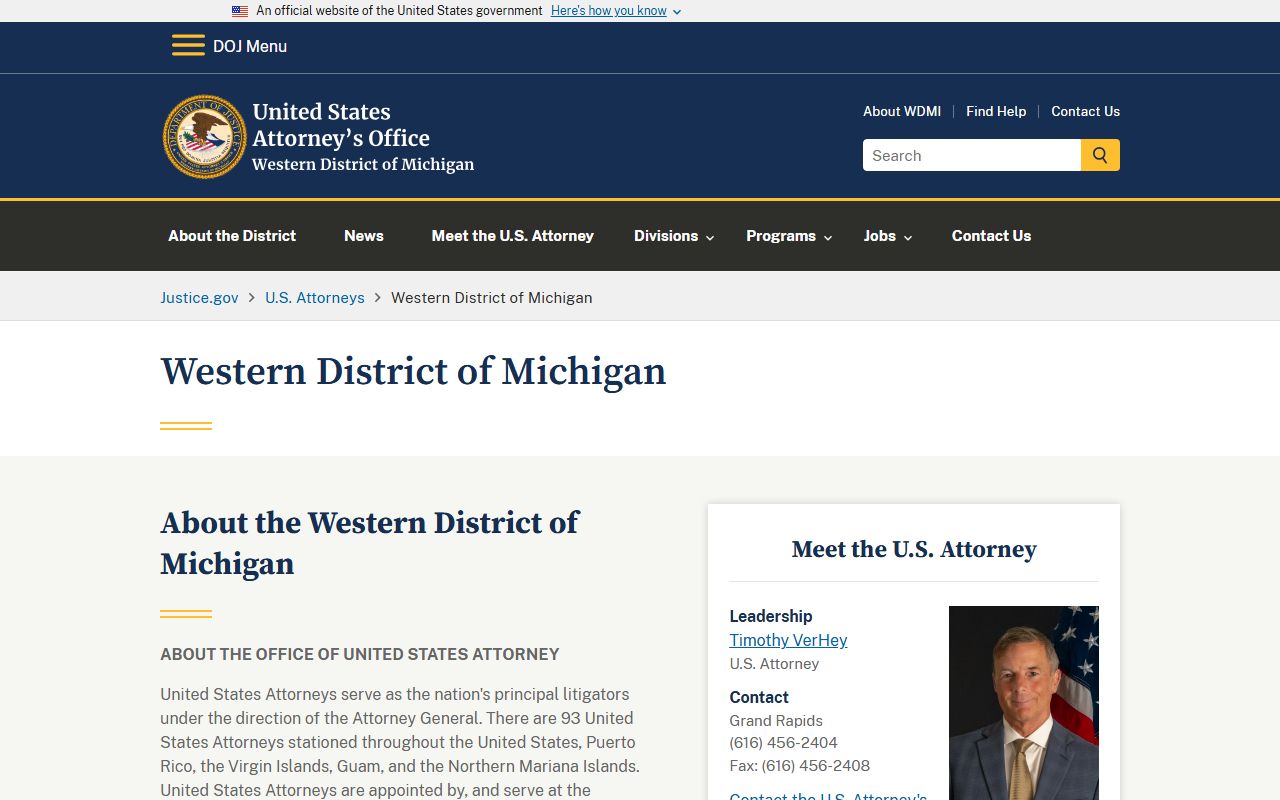 Missaukee County arrest records and the U.S. Attorney for the Western District of Michigan