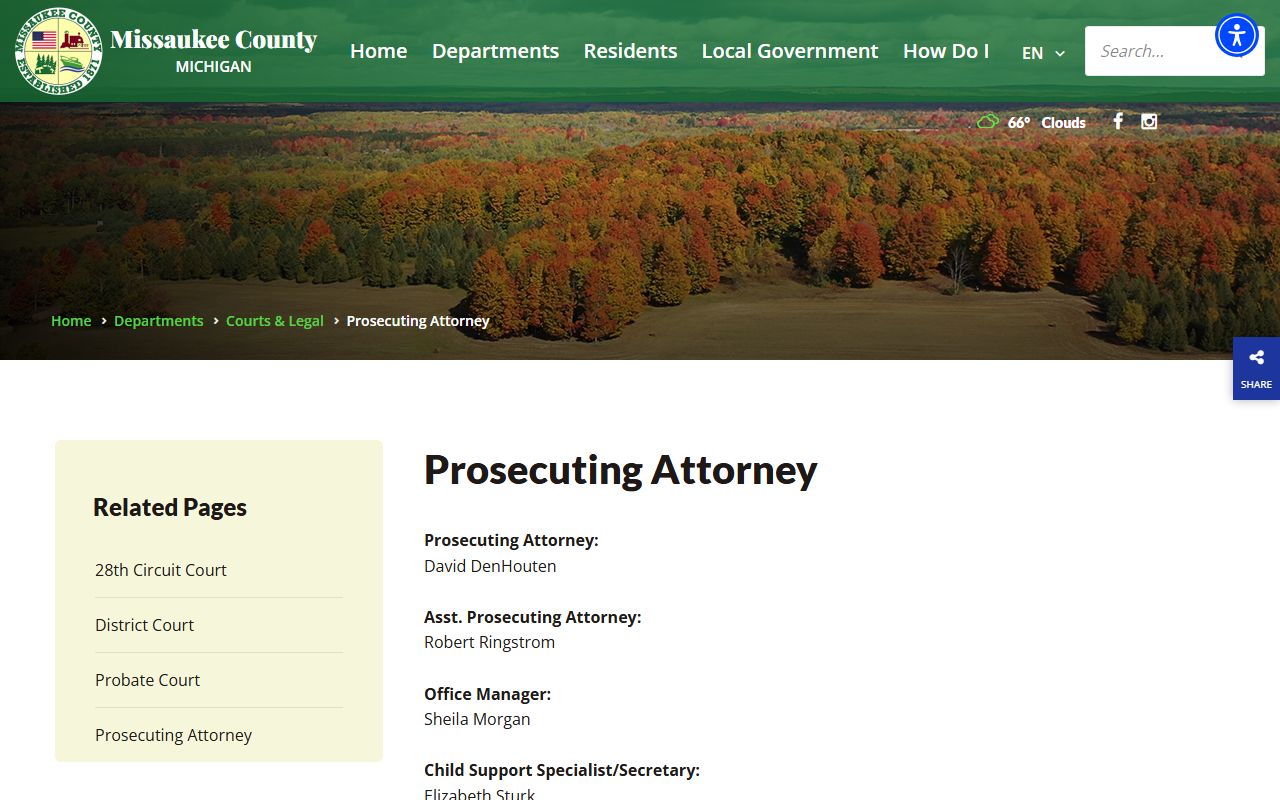 Missaukee County arrest records and the county Prosecuting Attorney charging office