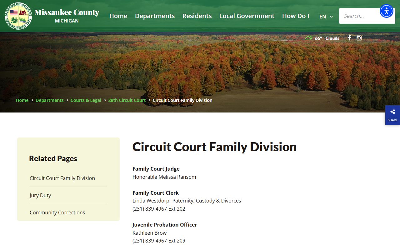 Missaukee County court dockets circuit court family division page