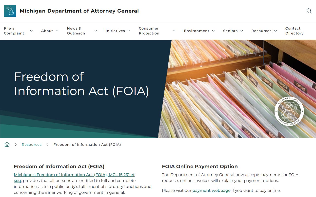 Missaukee County court records Michigan Attorney General FOIA resource page