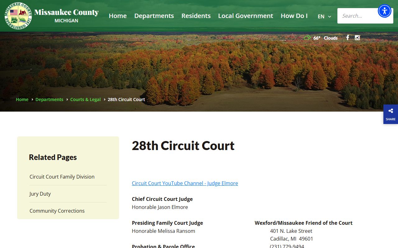 Missaukee County 28th Circuit Court records page