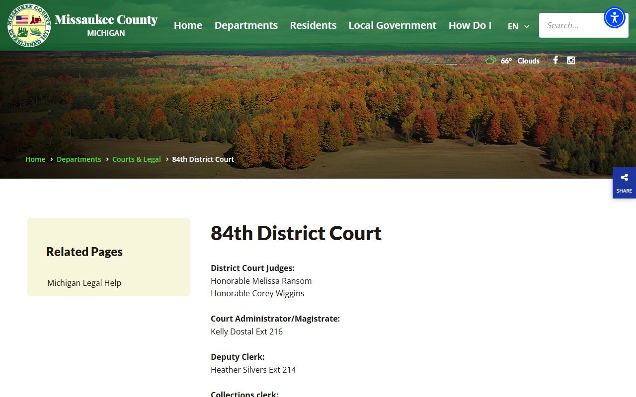 Missaukee County 84th District Court records and case page