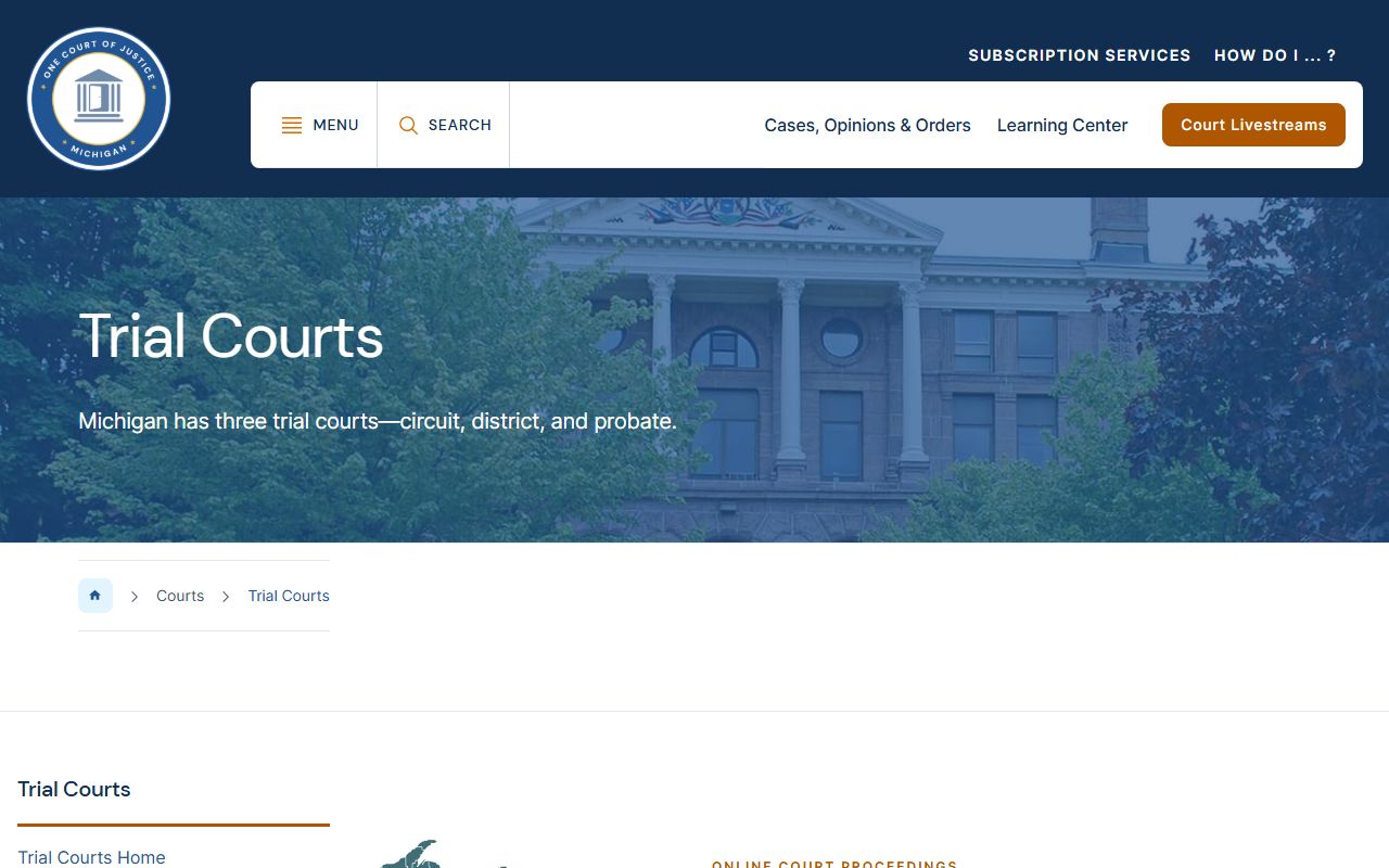 Missaukee County court records within the Michigan trial-court structure page