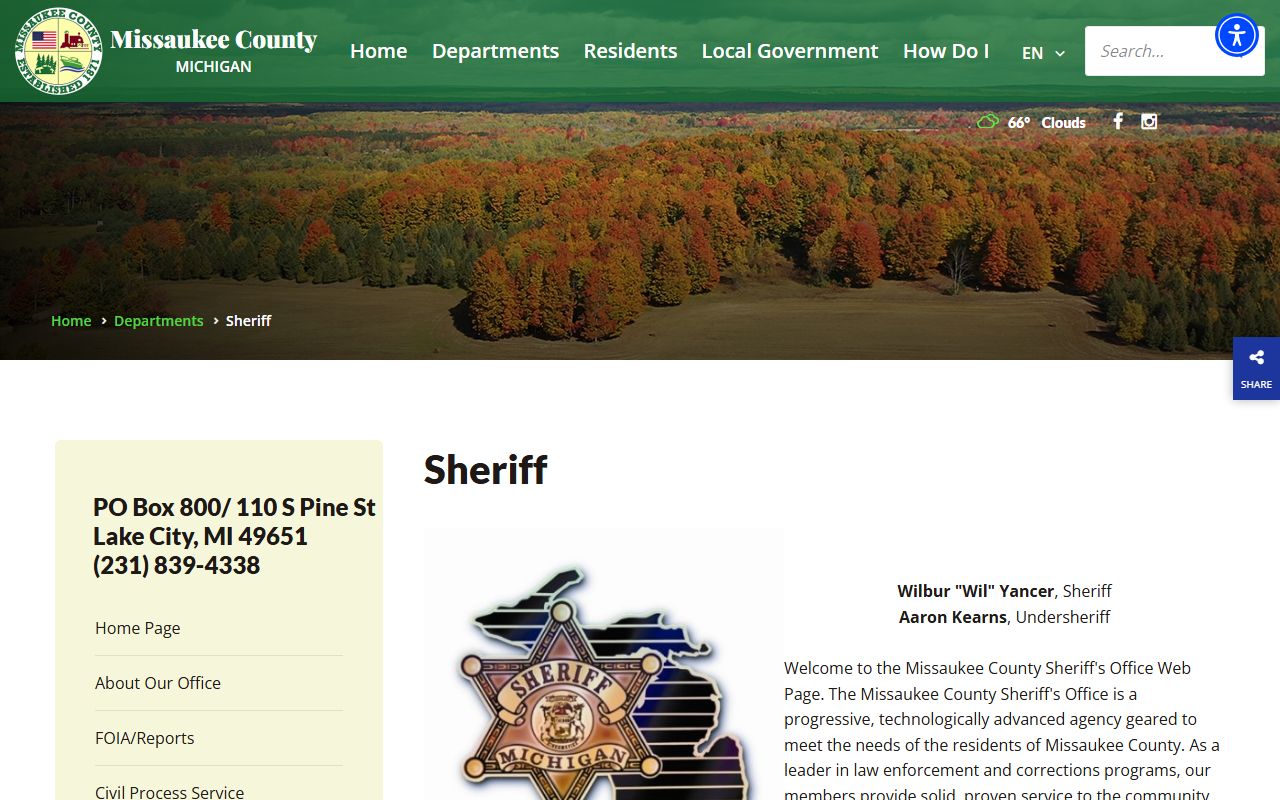 Missaukee County Sheriff's Office inmate and jail information page