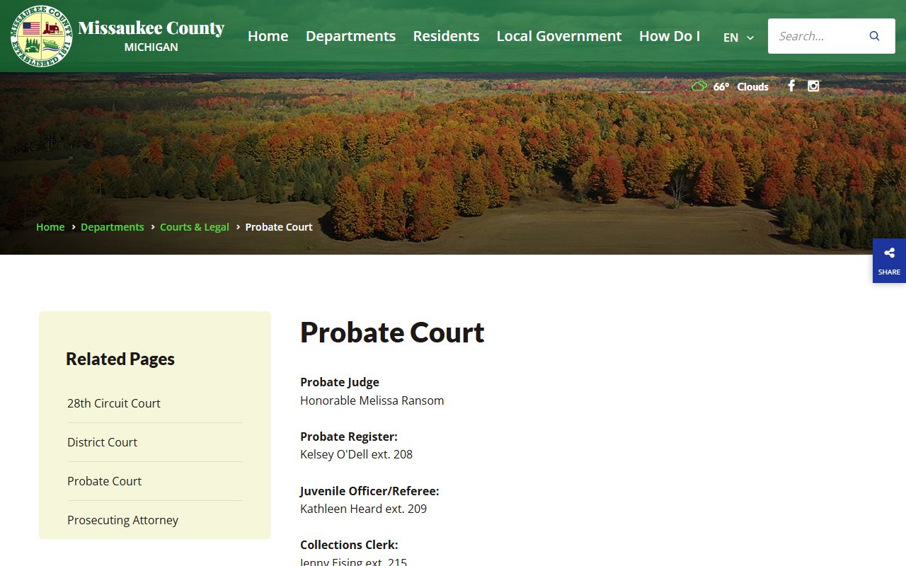 Missaukee County probate records Probate Court page
