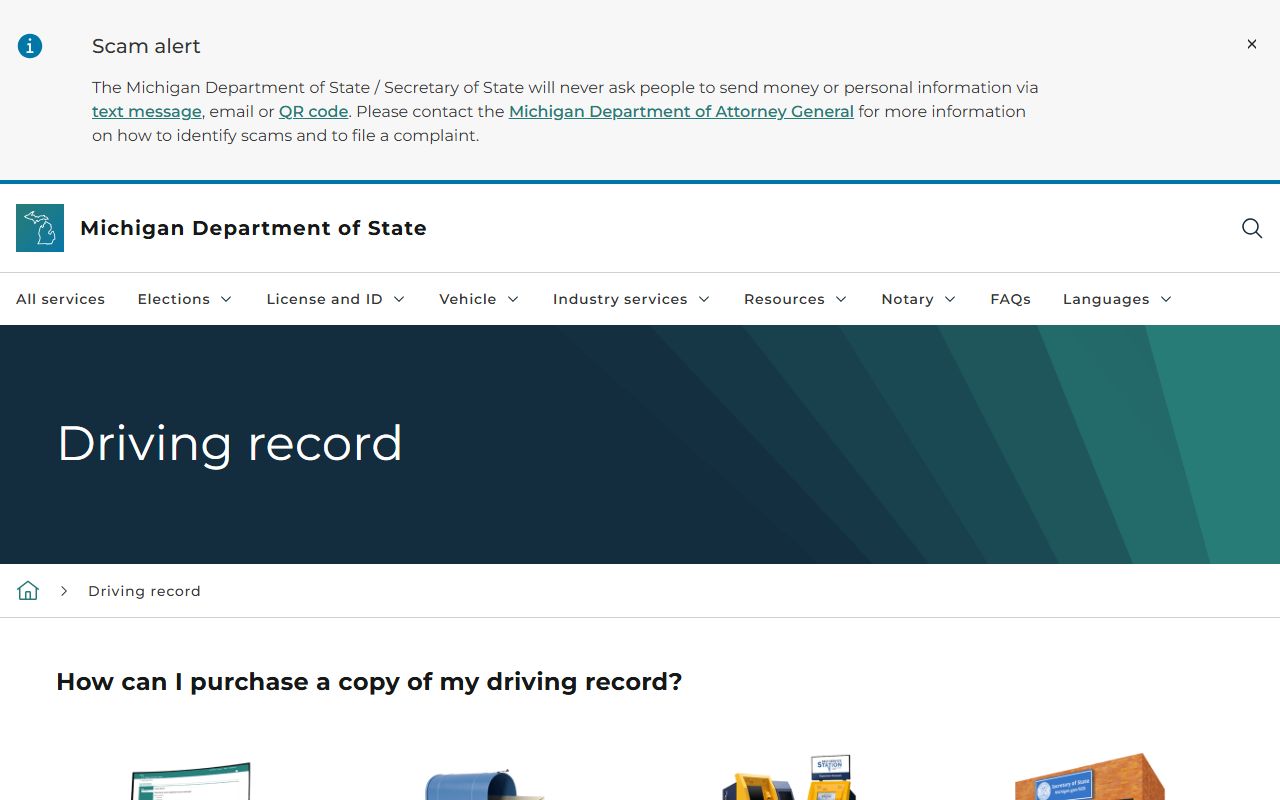 Missaukee County traffic court records and the Michigan Secretary of State driving-record request page